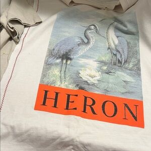 Heron Preston Cream and Orange Graphic Tee